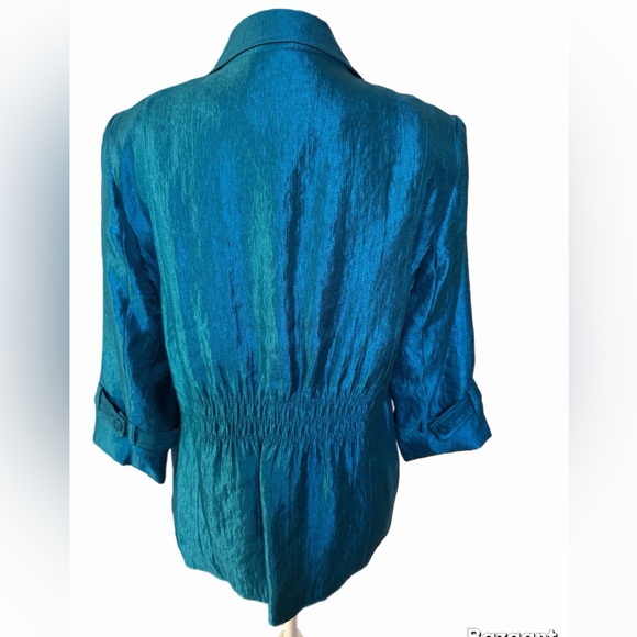 Joan Rivers Women’s Green/blue Metallic Lined Blazer Size Medium 3/4 Sleeve - Picture 5 of 7